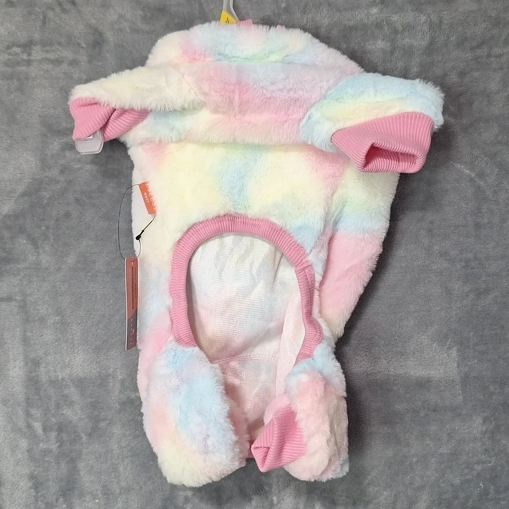 Kyesse Dog Sweater Faux Fur Rainbow Tye Dye Soft Pajamas